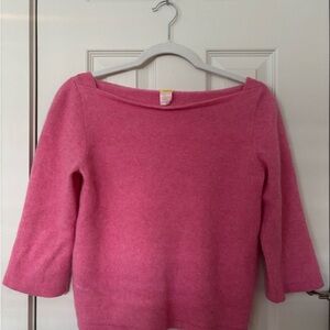 J Crew Italian Cashmere Yarn Pink Large Sweater Boatneck
